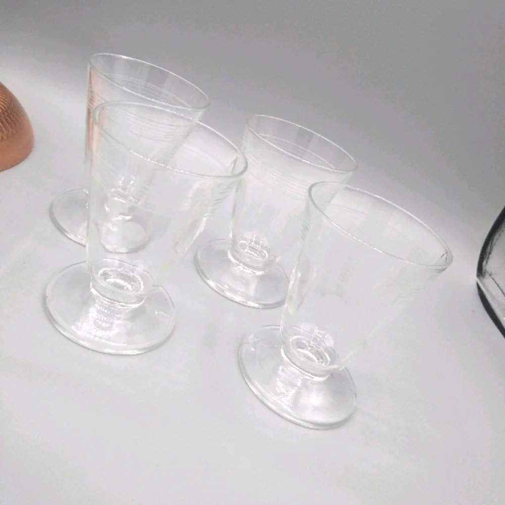 Etched Frosted Polka Dot Footed Stemless Aperitif Sherry Glasses MCM Vin…